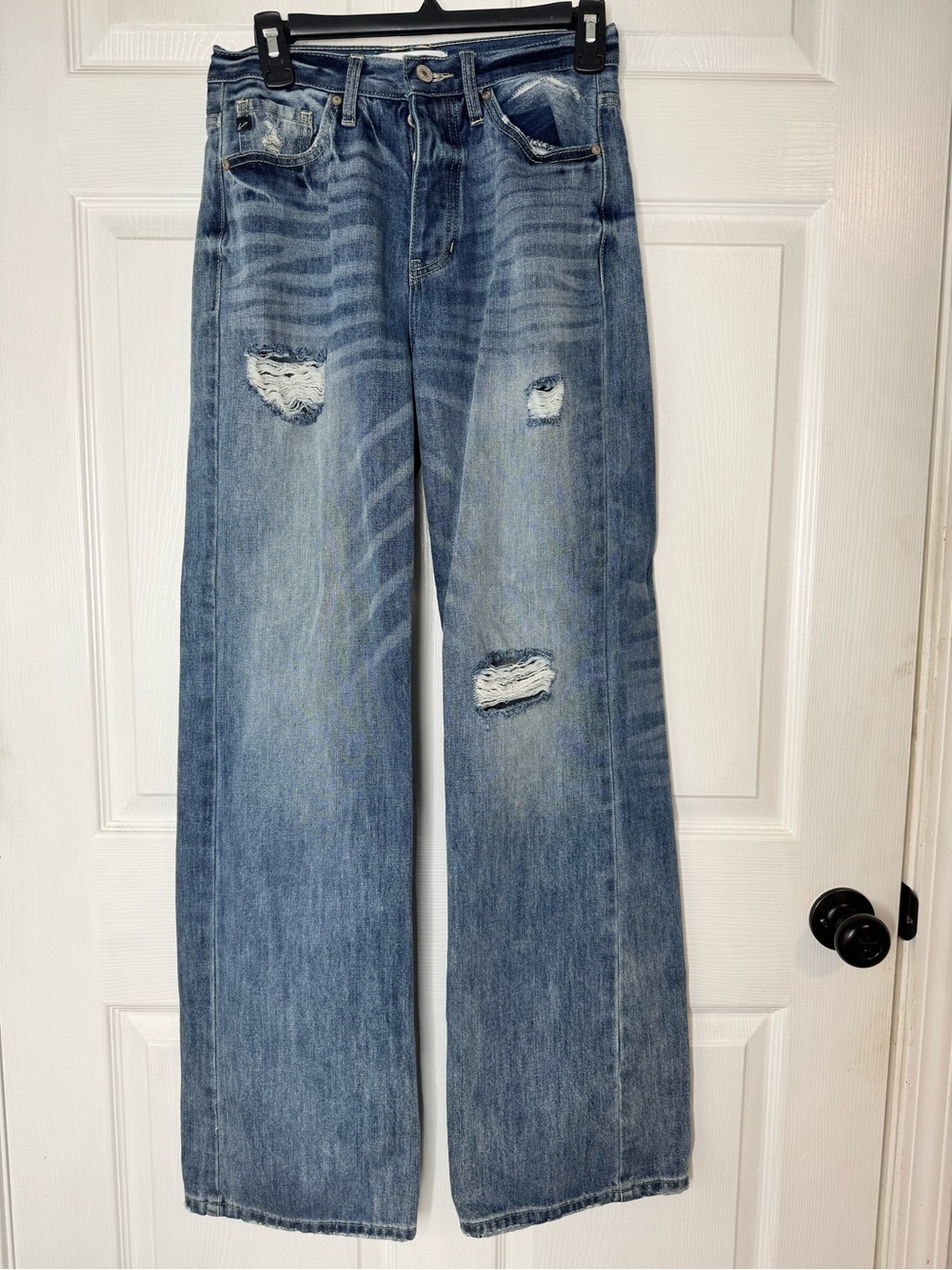 KanCan Light Blue Distressed Wide-Leg Jeans